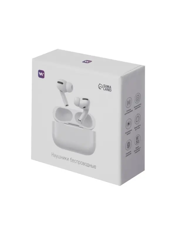 Наушники TWS беспроводные, Windigo Pro 2, вакуумные, Bluetooth 5.0, 45/500 мАч, с шумоподавлением, белые