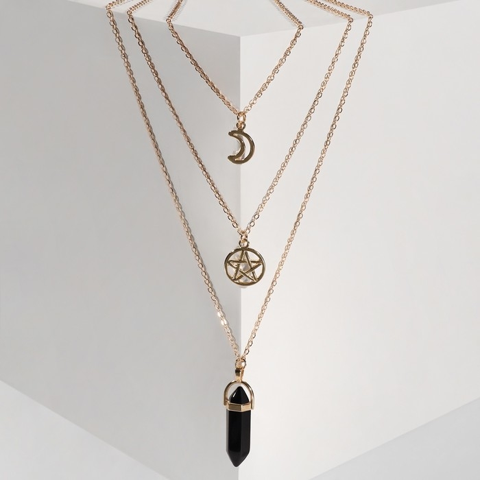 Кулон «Маятник» луна и пентаграмма, цвет чёрный в золоте, 52 см Кулон «Маятник» луна и пентаграмма, цвет чёрный в золоте, 52 см