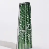 Набор свечей витых, 1.5&times;20 см, 4 шт., полоска, зелёный металлик