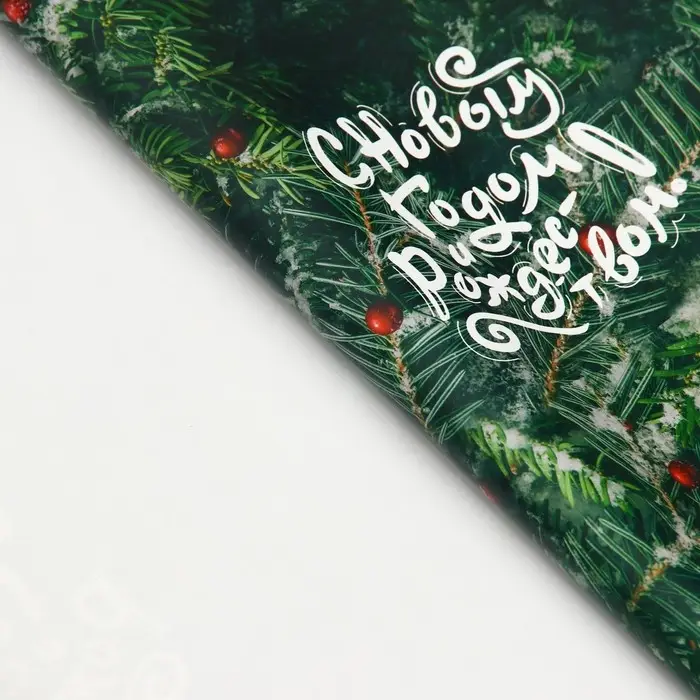 Бумага упаковочная новогодняя глянцевая «Еловые ветки», 50×70 см Бумага упаковочная новогодняя глянцевая «Еловые ветки», 50×70 см