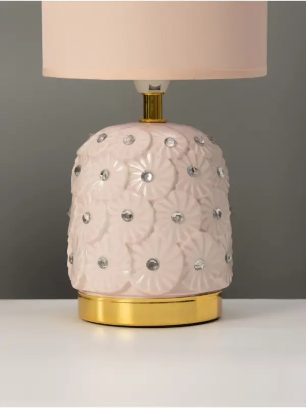 Лампа настольная RISALUX &laquo;Букет&raquo;, 40 Вт, Е14, розовая, 14.5&times;14.5&times;30 см