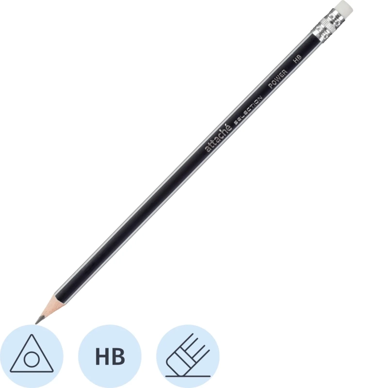Карандаш чернографитный Power заточ. HB, с ласт
