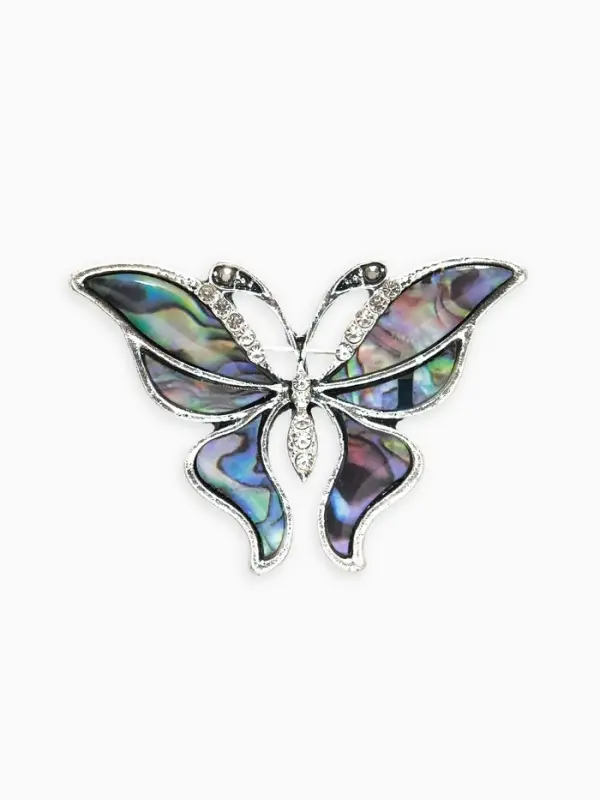 Брошь &laquo;Галиотис&raquo;, бабочка летящая, в серебре