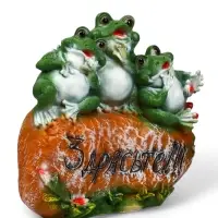 Садовая фигура из полистоуна &laquo;Лягушка на камне&raquo;, 30&times;10&times;35 см