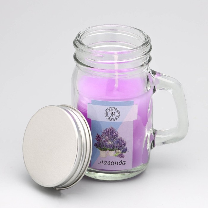 Свеча ароматическая в банке  Свеча ароматическая в банке "Лаванда", 7,2 х 8,5 см, 190 г