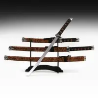 Макет оружия &laquo;Сувенирные катаны на подставке 3в1. Тайго&raquo;, подарочный набор, 47 см; 79 см; 105 см, ножны под тигра