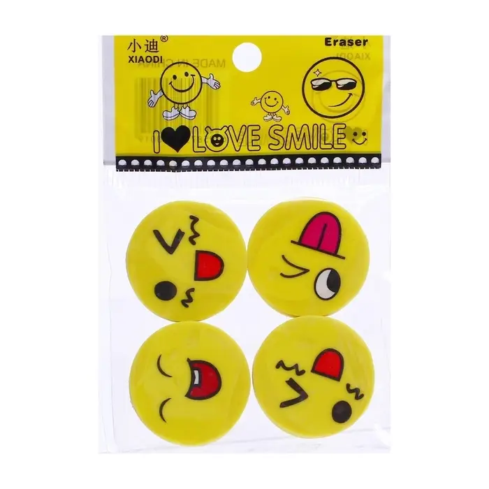 Набор ластиков фигурных Calligrata &laquo;Смайлы&raquo;, 4 штуки, в блистере, МИКС