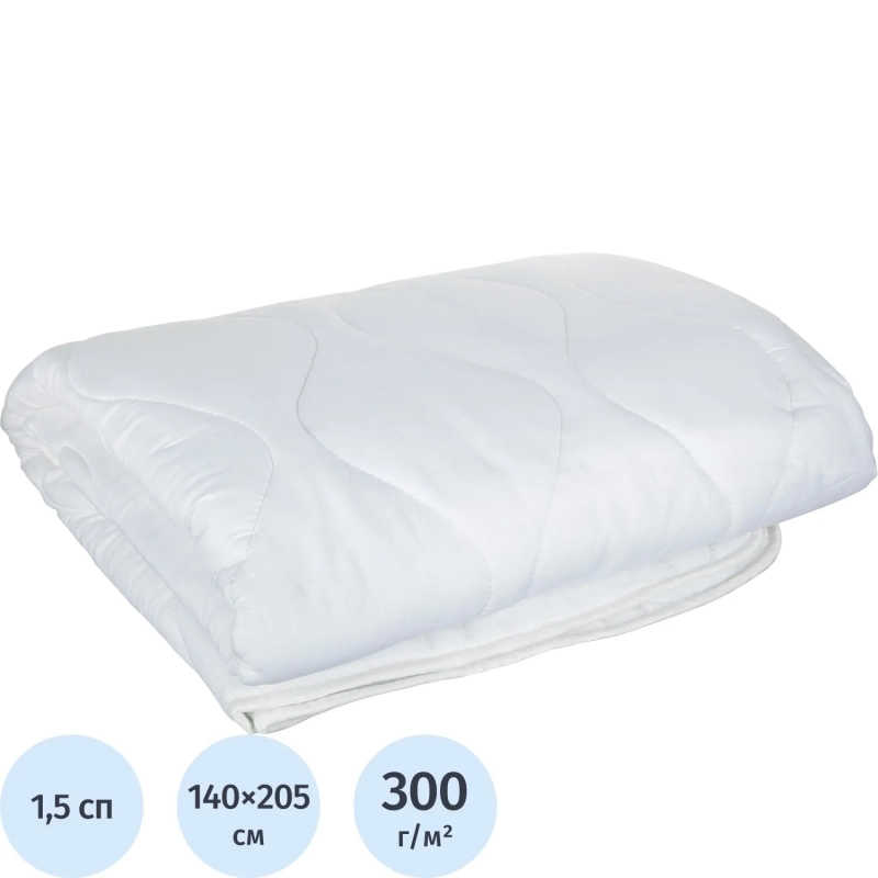 Одеяло Luscan 140х205 стег, кант, 300-350гр/м2 (холлофайбер/микрофибра),бел