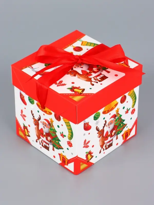 Коробка Самосборная Коробка Самосборная "Дед мороз и Елка" 10х10х10 см