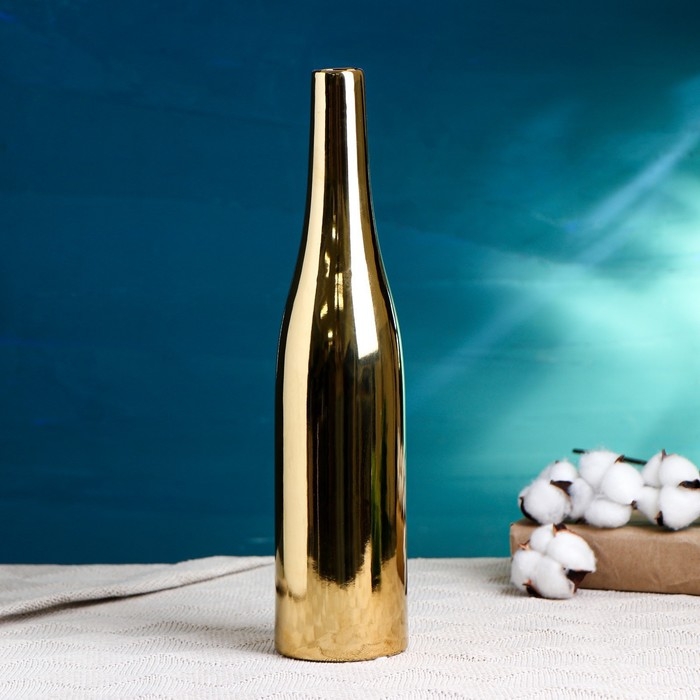 Керамическая ваза для цветов, сухоцветов «Голден тайм», настольная, 33×7.5×3 см, золото Керамическая ваза для цветов, сухоцветов «Голден тайм», настольная, 33×7.5×3 см, золото