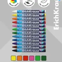Восковые мелки 12 цветов, ErichKrause Kids Space Animals, трёхгранные
