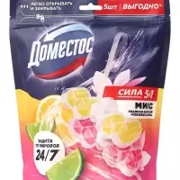 Блок для очищения унитаза DOMESTOS свежесть лайма и ледяная магнолия, защита от микробов 5 шт. по 50 г