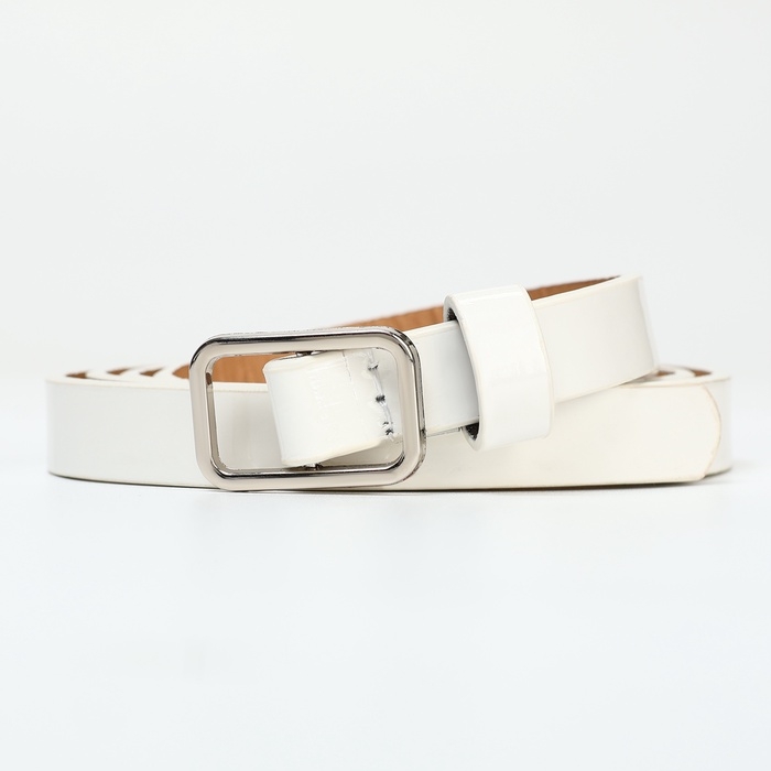 Ремень женский, ширина 1,3 см, пряжка металл, цвет белый
