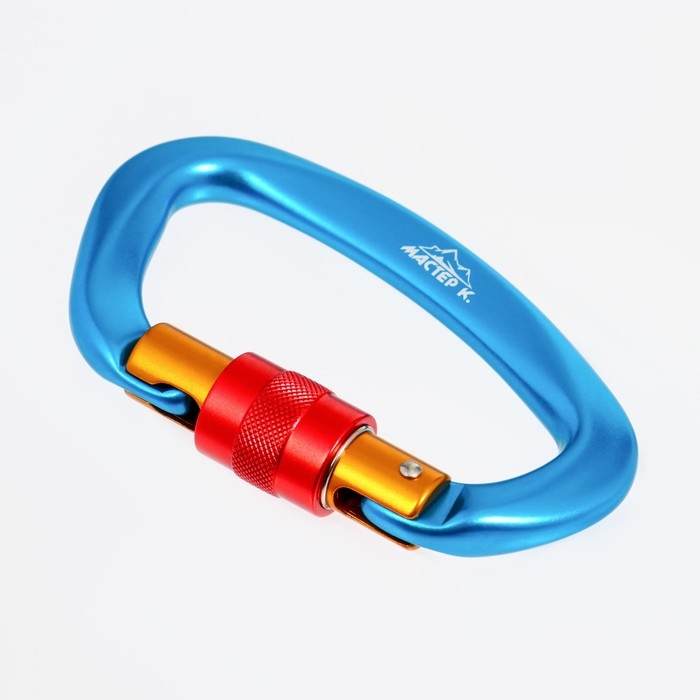 Карабин с муфтой, 10х6 см, 25 KN, голубой Карабин с муфтой, 10х6 см, 25 KN, голубой