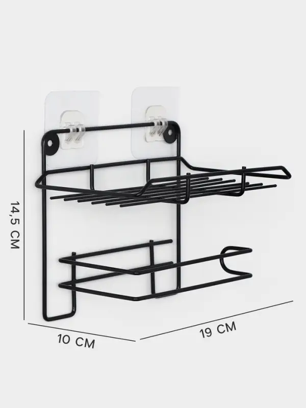 Держатель для туалетной бумаги с полочкой, 19&times;10&times;14.5 см, чёрный