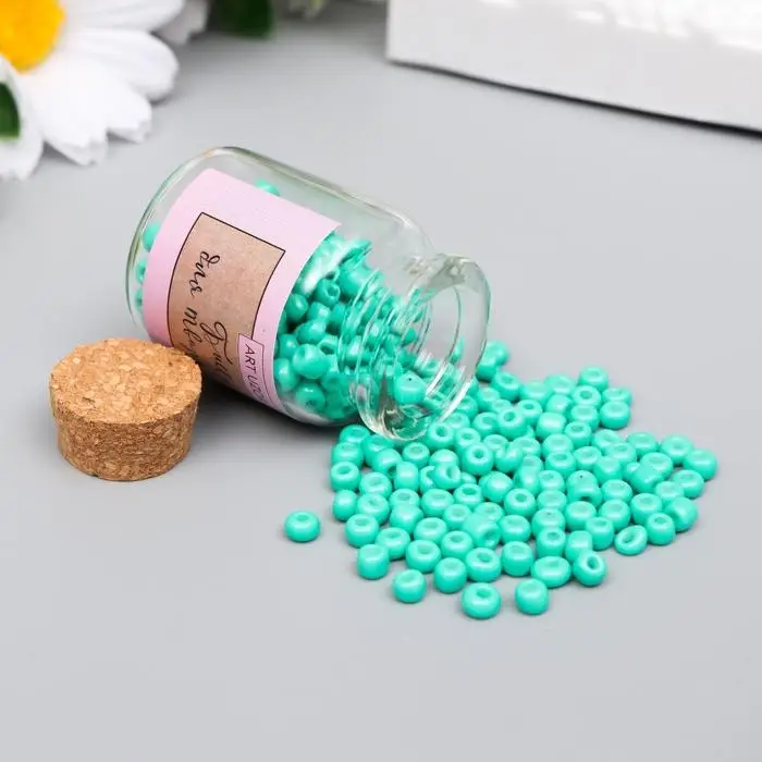 Бисер круглый 6/0 в бутылочке  Бисер круглый 6/0 в бутылочке "Изумрудный" 20 гр