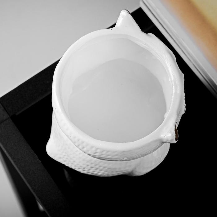 Фигурное кашпо "Совенок" 0,35л, белый с золотом, 10х11х10см