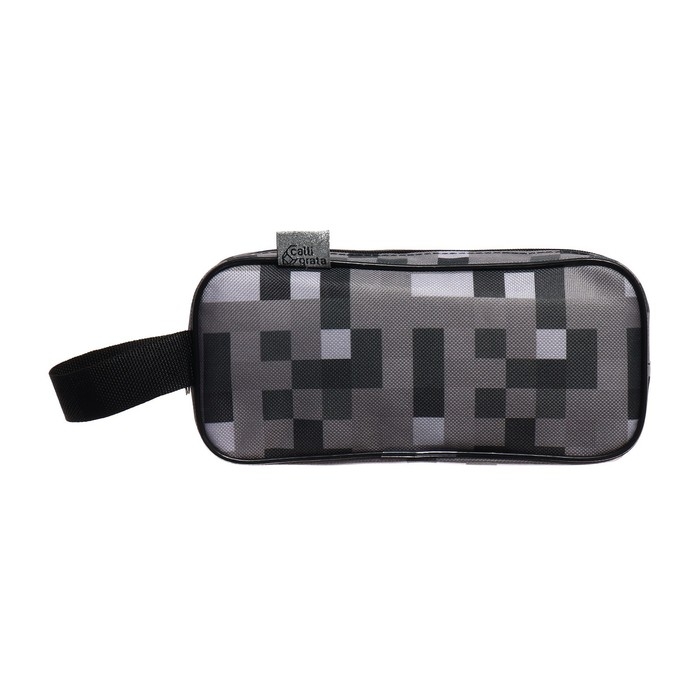 Пенал мягкий 2 отделения, 100 х 200 х 70 мм, объёмный, боковой карман, с ручкой, Calligrata, Пенал мягкий 2 отделения, 100 х 200 х 70 мм, объёмный, боковой карман, с ручкой, Calligrata, "Пиксельный мир"