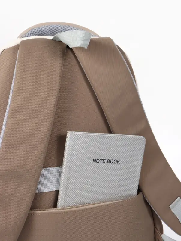 Рюкзак школьный, с кошельком, для девочки, 32&times;14&times;46 см, бежевый