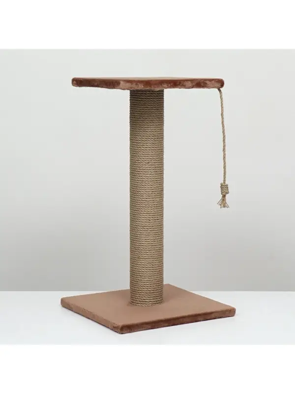 Когтеточка-столбик, 35&times;35&times;64 см, &Oslash;10, с площадкой, КД-37, джут, цвет МИКС