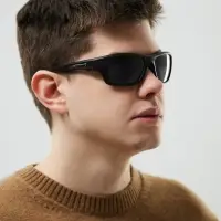 Очки солнцезащитные спортивные, uv 400, ширина 14.1 см, дужка 14.3 см, высота 5.3 см, чёрный