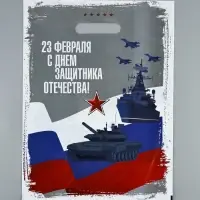 Пакет подарочный &laquo;23 февраля&raquo;, полиэтиленовый, с вырубной ручкой, 30&times;40 см, 50 мкм