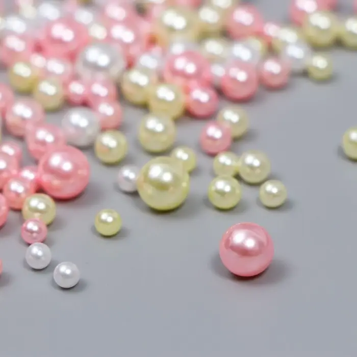 Декор для творчества пластик "Шарики. Сакура. Ассорти" d=3-8 мм, набор 10 гр