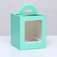 Коробка для 1 капкейка, зеледляя, 9.2×9.2×11.1 см