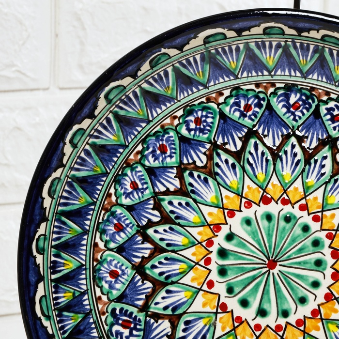 Ляган Риштанская Керамика  Ляган Риштанская Керамика "Узоры", 25 см, синий, микс