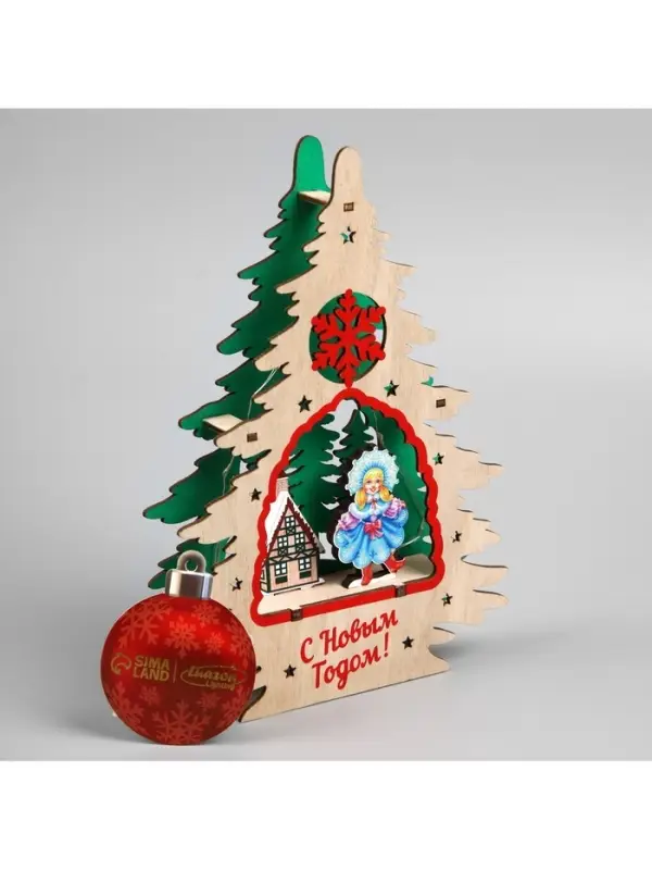 Подвеска световая &laquo;Снегурочка&raquo;, 16&times;3&times;22.5 см, 6 LED, от батареек, свечение тёплое белое