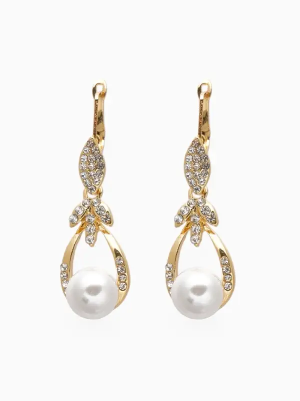 Серьги висячие &laquo;Жемчуг Грейс&raquo;, белые в золоте