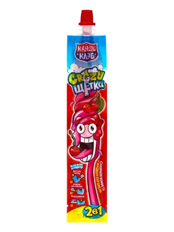 Сахарная конфета и жидкая карамель &laquo;Crazy щетка 2 в 1&raquo; 12 г&times;30 шт.*12 блоков