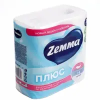 Туалетная бумага ZEMMA Плюс Белая 2сл 4 рул