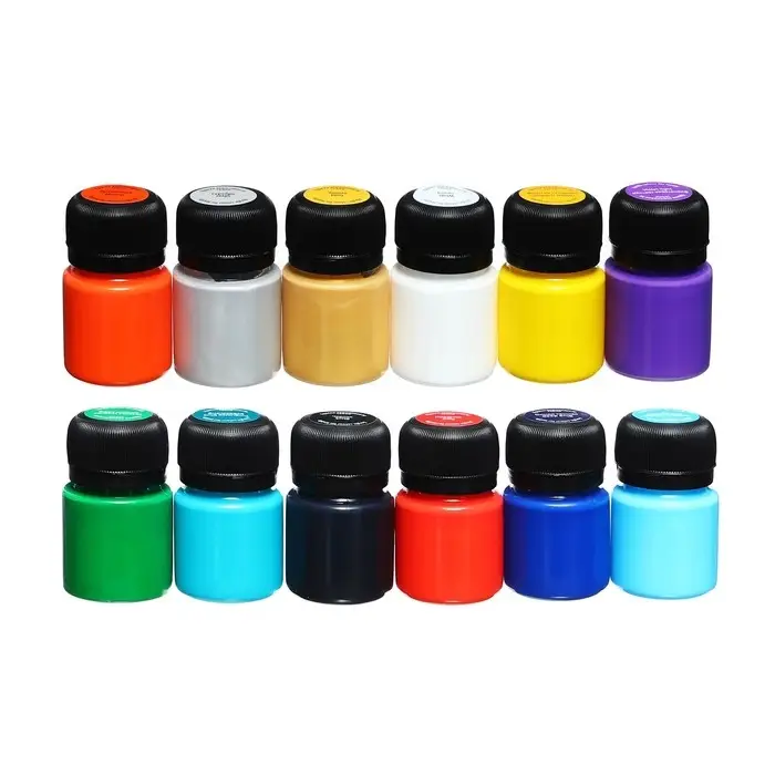 Краска по ткани, набор 12 цветов &times; 20 мл, ЗХК Decola, акриловая на водной основе, (4141216)