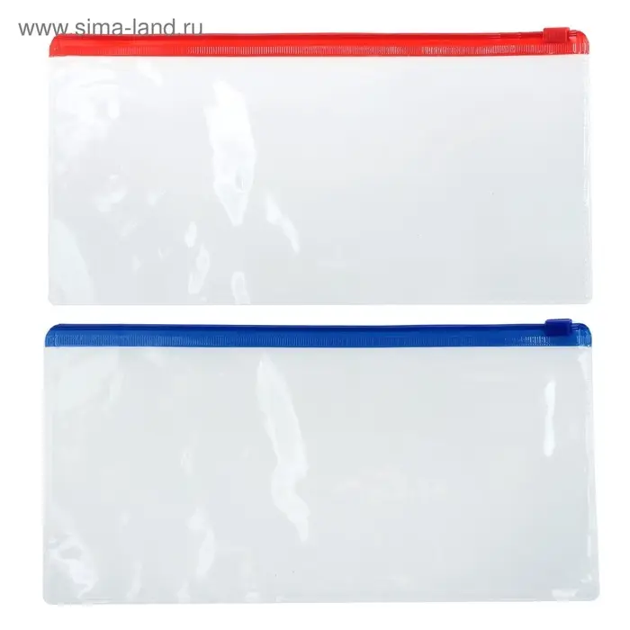 Папка-конверт на ZIP-молнии Calligrata А65 (122&times;240 мм), 100 мкм, прозрачная, МИКС