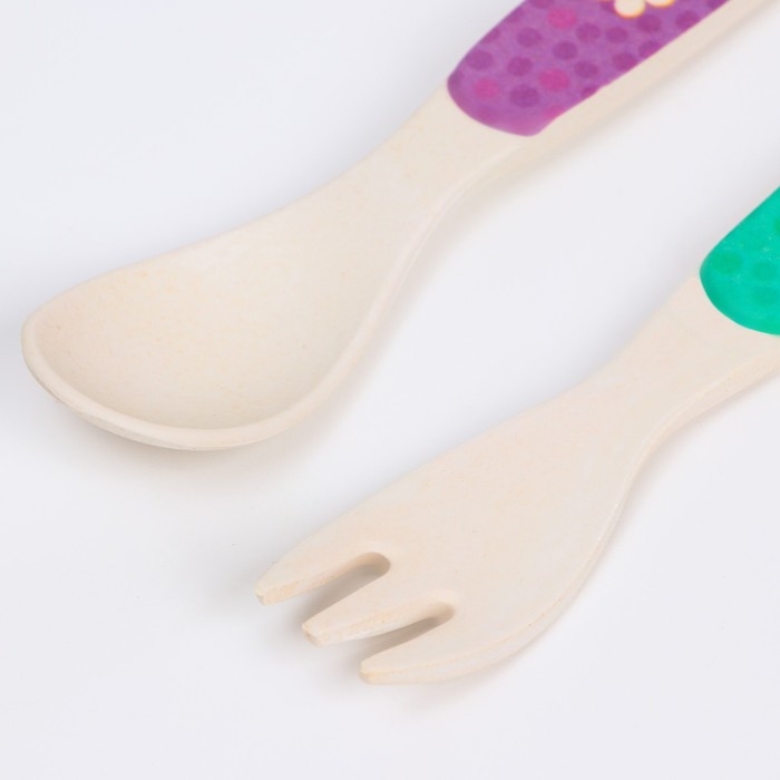 Набор детских столовых приборов из бамбука: вилка и ложка Дракоша Тоша Набор детских столовых приборов из бамбука: вилка и ложка Дракоша Тоша