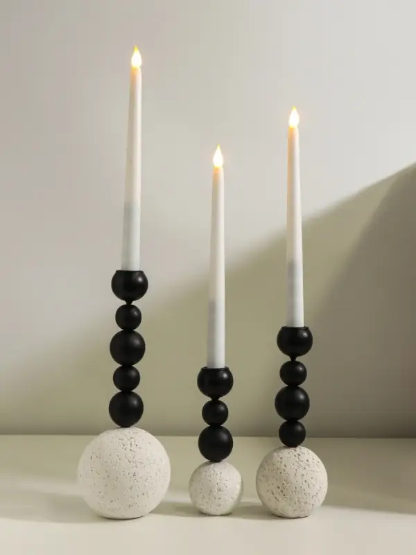 Подсвечник металл, бетон  Подсвечник металл, бетон "Шарики" d=2 см набор 3 шт 5,5х16,5 7,5х20,5 10х10х26,5 см