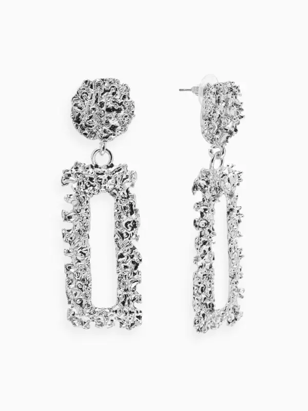 Серьги металл &laquo;Карибы&raquo;, прямоугольные, цвет серебро