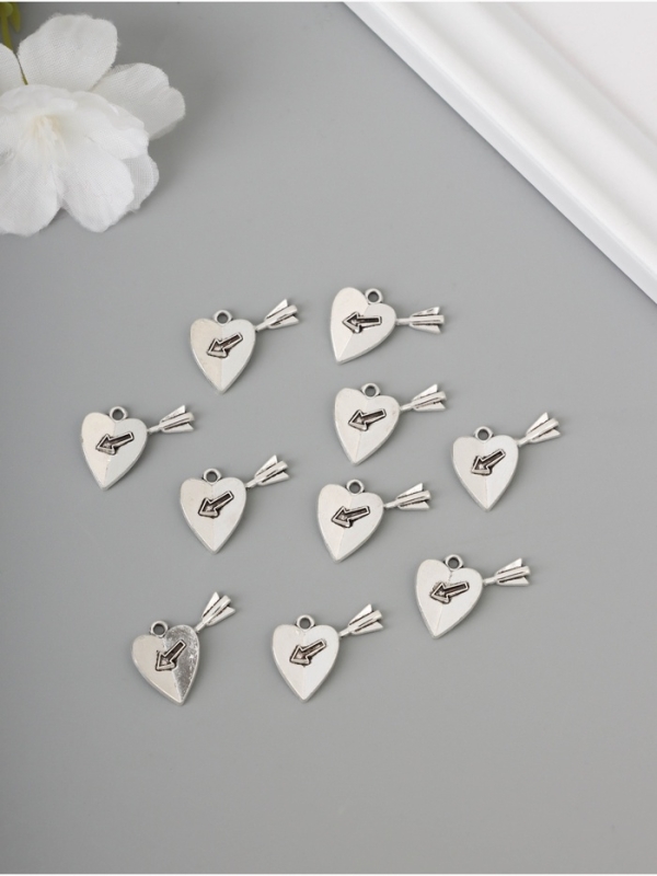 Декор для творчества металл Декор для творчества металл "Сердце со стрелой" серебро набор 10 шт 1,8х2х0,2 см