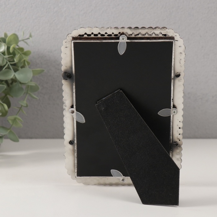 Фоторамка пластик 10х15 см Фоторамка пластик 10х15 см "Розово-жёлтый жемчуг, стразы" закруглённые углы 1,8х12,5х17,5 см 10527