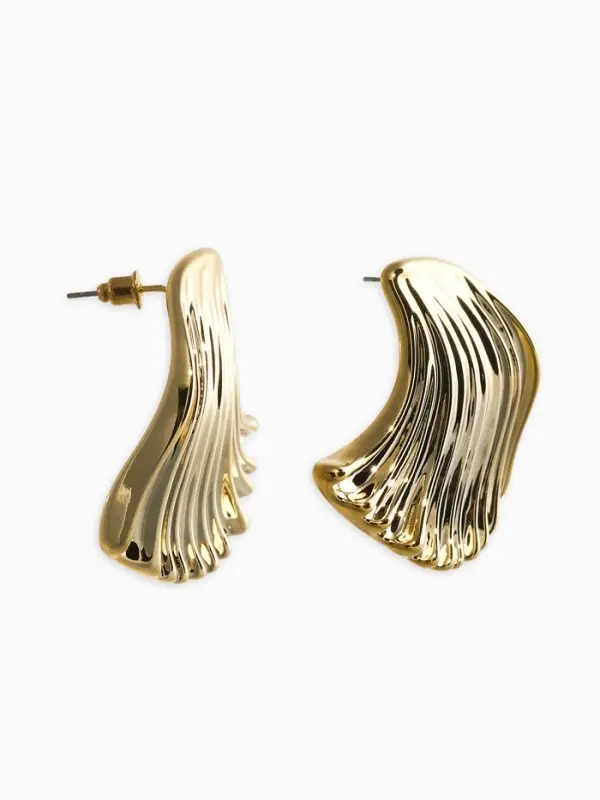 Серьги пластик "Волна", цвет золото