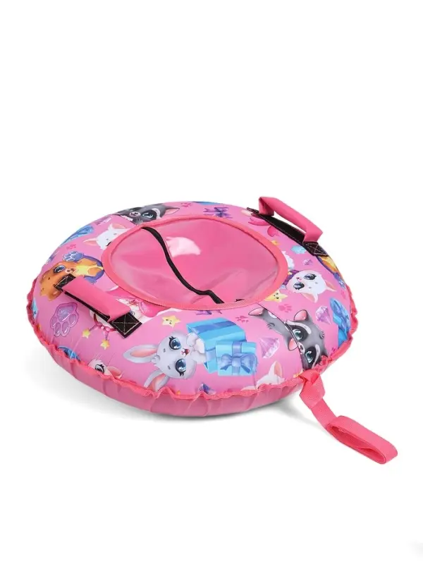 Тюбинг – ватрушка «Зверята», диаметр чехла 70 см, розовая, Winter Star Тюбинг – ватрушка «Зверята», диаметр чехла 70 см, розовая, Winter Star