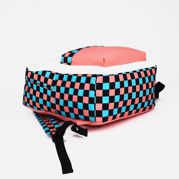 Рюкзак школьный из текстиля, 3 кармана, цвет белый/розовый Рюкзак школьный из текстиля, 3 кармана, цвет белый/розовый