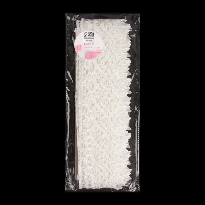 Кружево гипюровое, 65 мм × 9 ± 0,5 м, цвет белый Кружево гипюровое, 65 мм × 9 ± 0,5 м, цвет белый