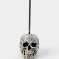 Ёршик для унитаза с подставкой &laquo;Череп&raquo;, стальная ручка, 16&times;15&times;22 см, белый