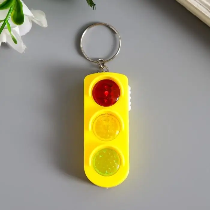 Фонарик брелок для ключей на кольце «Светофор», МИКС Фонарик брелок для ключей на кольце «Светофор», МИКС