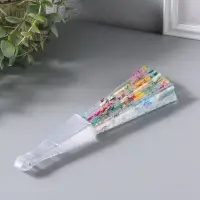 Веер складной пластик &laquo;Садовые цветы&raquo;, блеск, 23 см