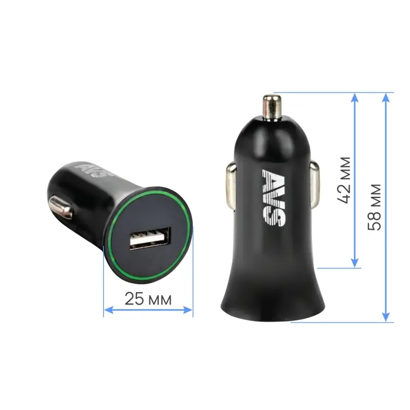 Автомобильное ЗУ AVS ST-05, 1 USB, 2.4 А, 12 Вт (A07980S)