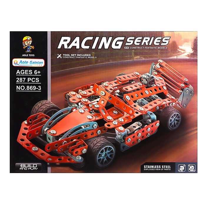 Конструктор металлический «Гонка», 287 деталей Конструктор металлический «Гонка», 287 деталей