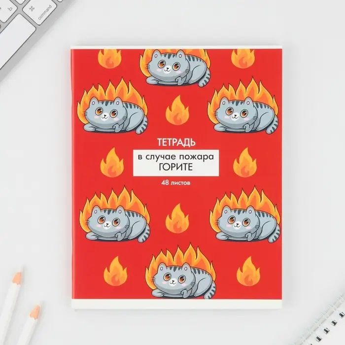 Тетрадь в клетку, 48 л., А5, на скрепке, блок №1 «Котики приколы» МИКС Тетрадь в клетку, 48 л., А5, на скрепке, блок №1 «Котики приколы» МИКС